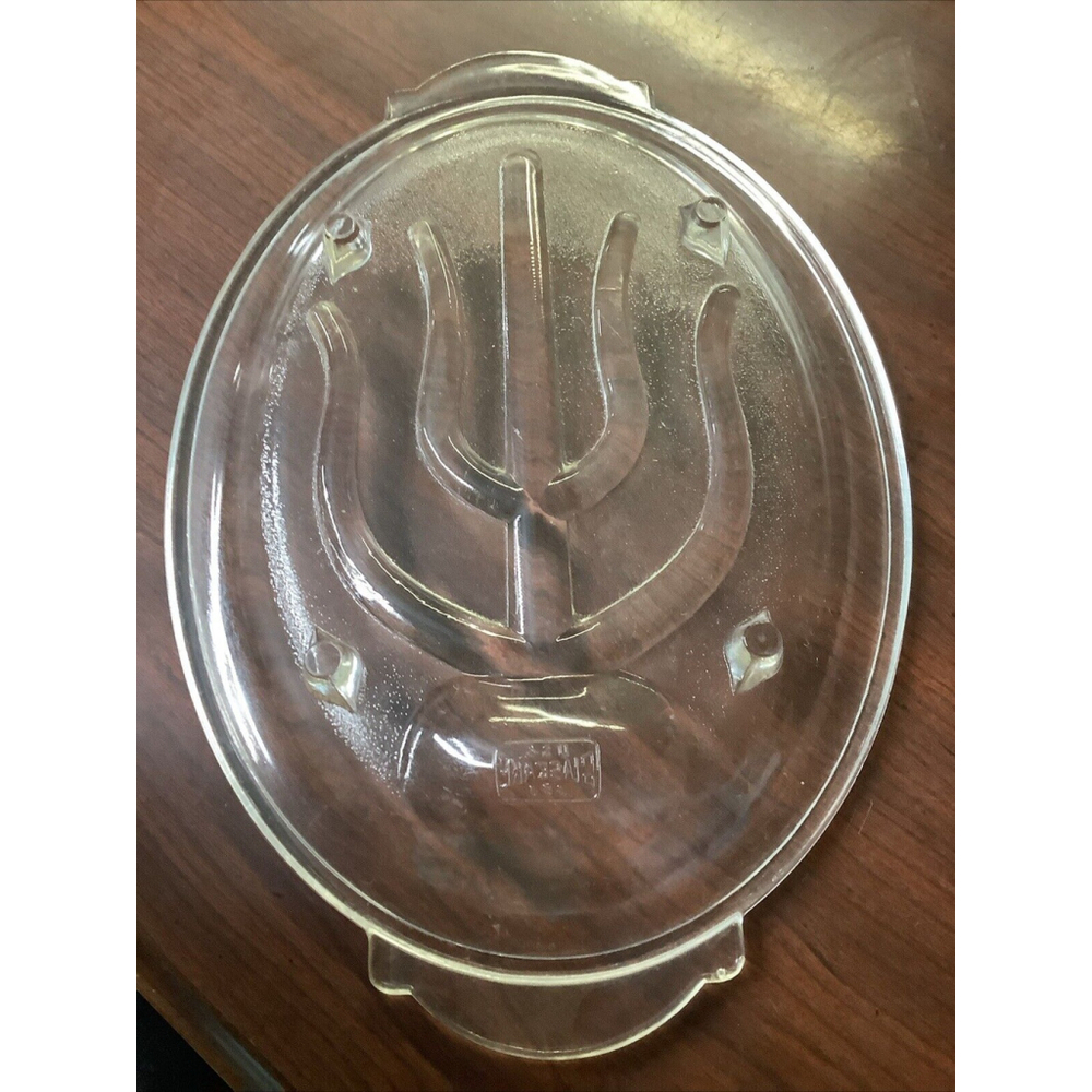 GlasBake #380 Tree & Well 9" x 13" Clear Glass Serving Platter for Meat, Poultry - Picture 7 of 7